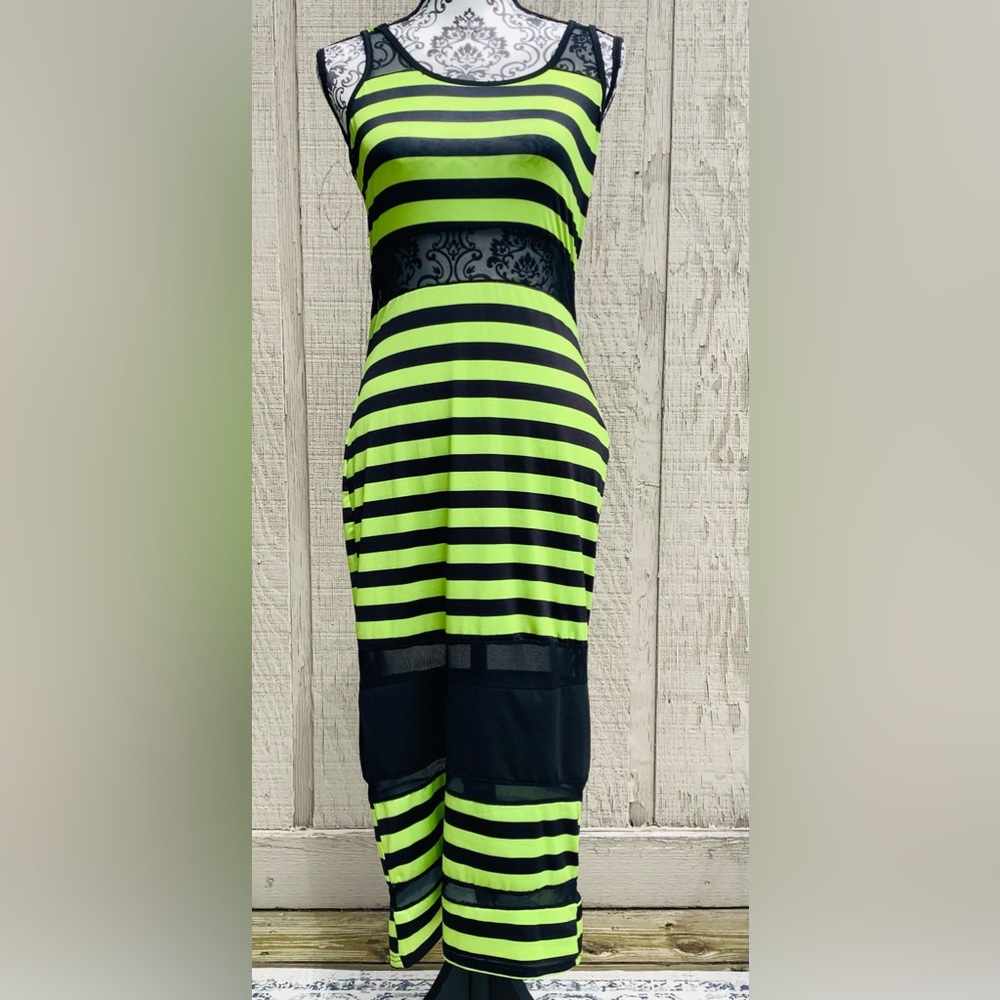 Black and Lime green sleeveless dress